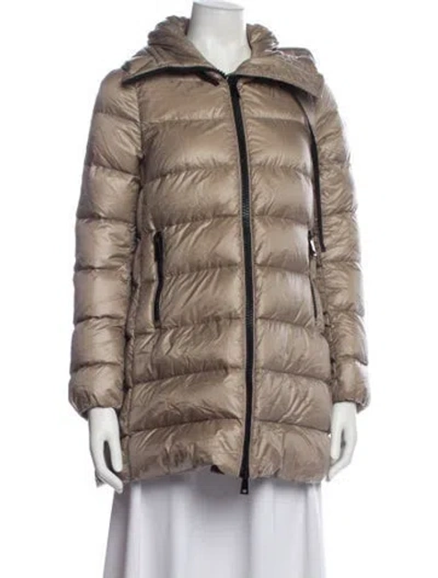 Pre-owned Moncler Faux Fur Coat In Neutral
