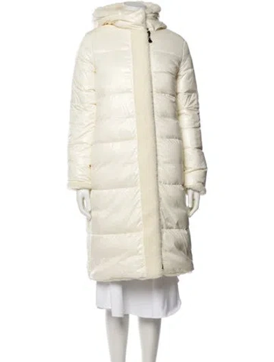 Pre-owned Moncler Faux Fur Coat In Neutrals