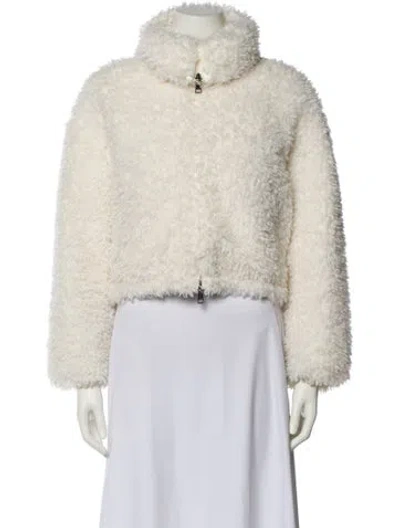 Pre-owned Moncler Faux Fur Down Jacket In White