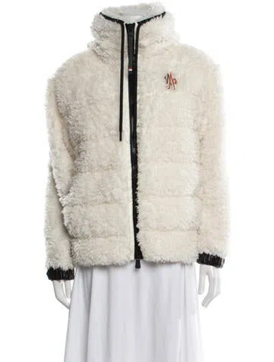 Pre-owned Moncler Faux Fur Down Jacket In White