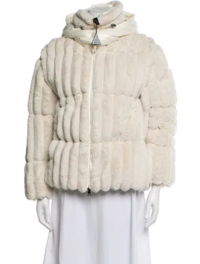 Pre-owned Moncler Faux Fur Faux Fur Jacket W/ Tags In Neutral