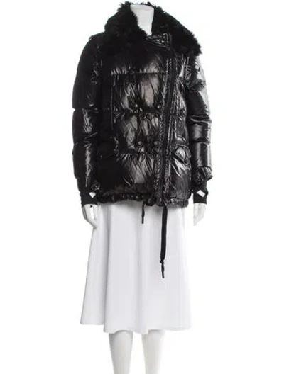 Pre-owned Moncler Faux Fur Jacket In Black