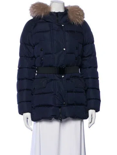 Pre-owned Moncler Faux Fur Jacket In Blue