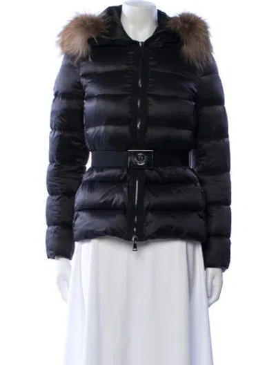 Pre-owned Moncler Faux Fur Jacket In Blue