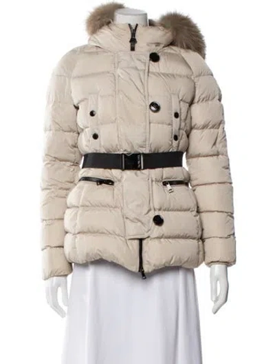 Pre-owned Moncler Faux Fur Jacket In Neutral