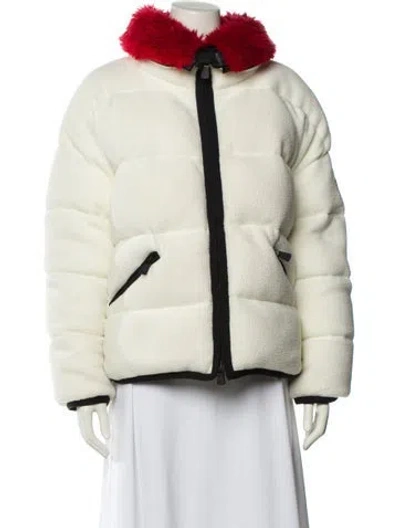 Pre-owned Moncler Faux Fur Jacket In Neutrals