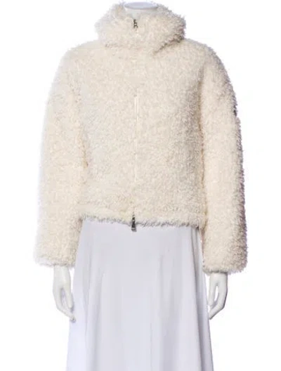 Pre-owned Moncler Faux Fur Jacket In White