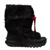 Moncler Faux Fur Lace-up Boots In Black