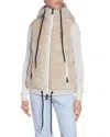 Moncler Padded Teddy Vest In Light Beige