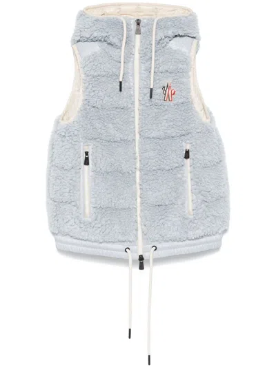 Moncler Faux-shearling Gilet In Blue