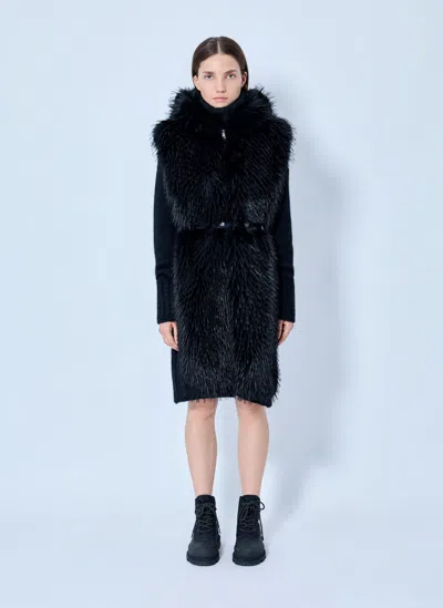 Moncler Faux-fur Hooded Gilet In Black