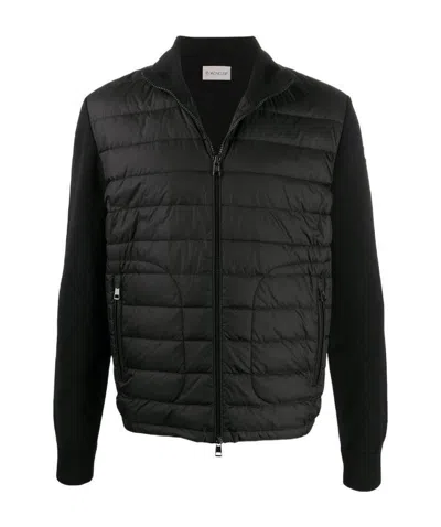 Moncler Grenoble Padded Wool Zip-up Cardigan Clothing In Black