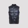 Moncler Restigo Quilted Vest With Logo Patch In Blue