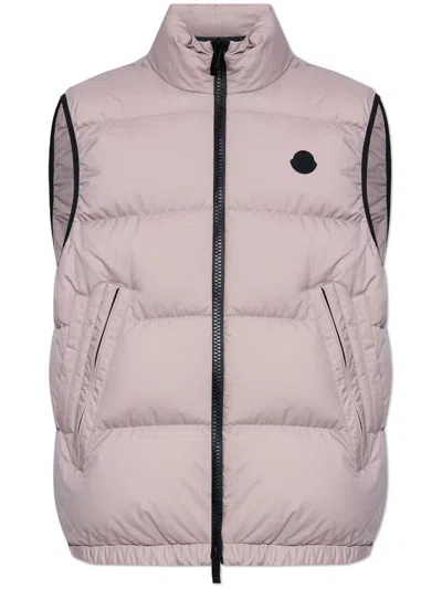 Moncler Fedare Logo-patch Down Gilet In Pink