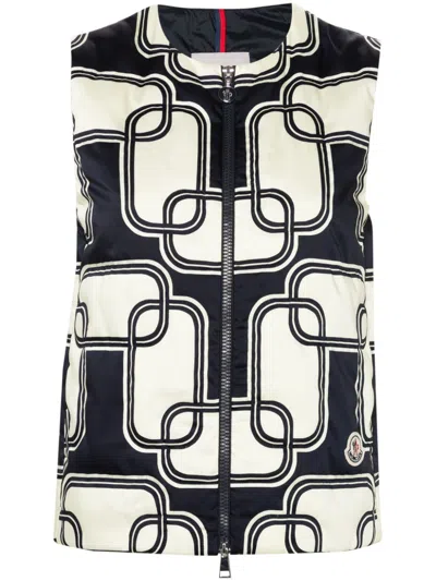 Moncler Fedra Chain-print Vest In Turquoise