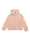 Moncler Fegeo Pink Jacket With Fixed Hood And Logo Patch On The Sleeve In Tech Fabric Girl In Gold