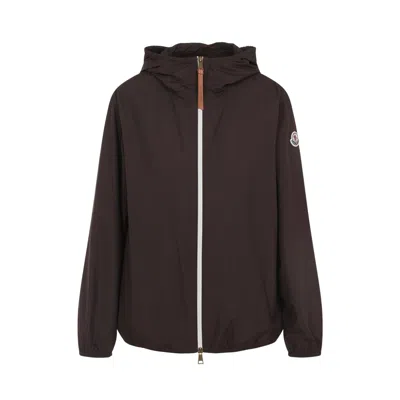 Moncler Fegeos Hooded Jacket Elastic Hem Cuffs In Brown