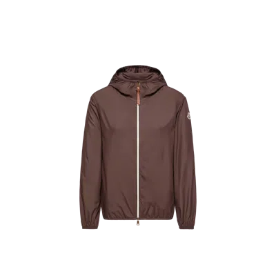 Moncler Logo-patch Hooded Jacket In Brown