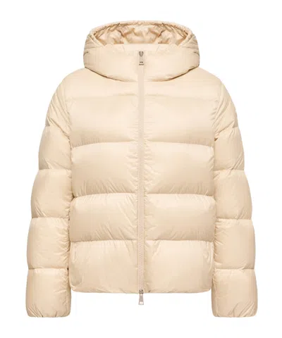 Moncler Feligule Hooded Short Down Jacket In Neutral