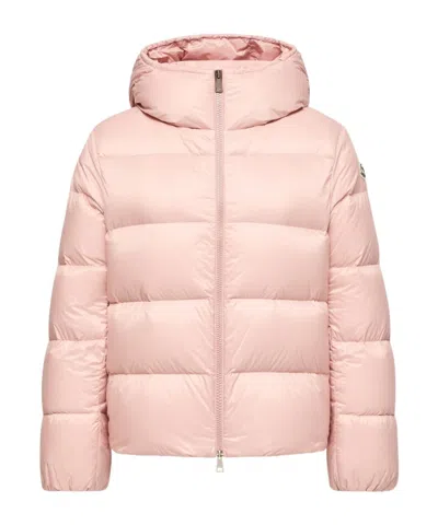 Moncler Feligule Hooded Short Down Jacket In Brown