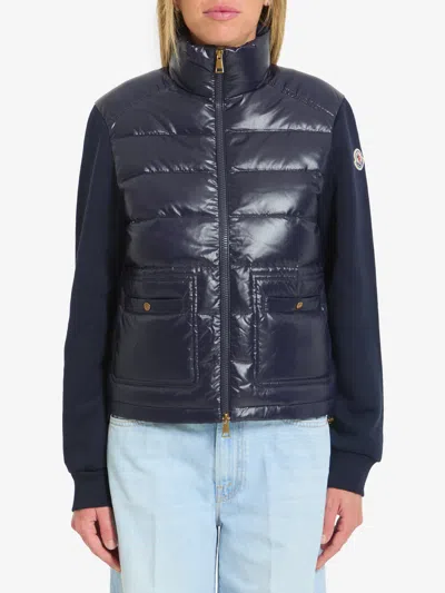 Moncler Cotton Zipup Sweatshirt In Blue