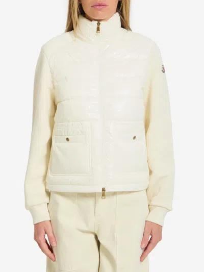 Moncler Cotton Zipup Sweatshirt In White