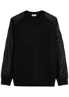 Moncler Mens Black Logo-patch Contrast-sleeve Cotton-blend Sweatshirt In Black
