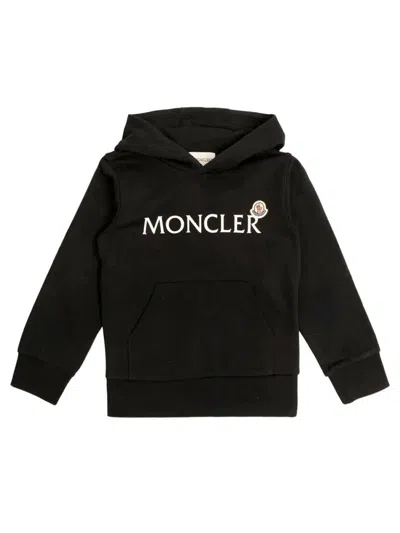 Moncler Kids' Logo Hoodie In Cotton Jersey In Black