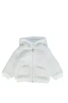 Moncler Boy's Fleece Zip-front Pocketed Cardigan In White