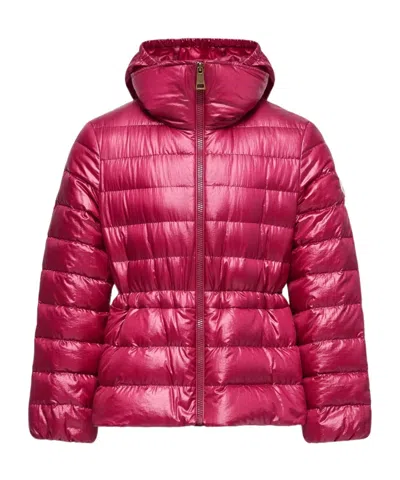 Moncler Fem Hooded Down Jacket In Red