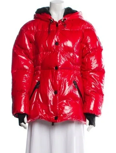 Pre-owned Moncler Fenis Hooded Nylon Down Coat In Red