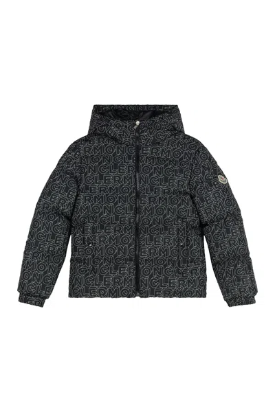 Moncler Kids' Fergus Hooded Nylon Jacket In Black