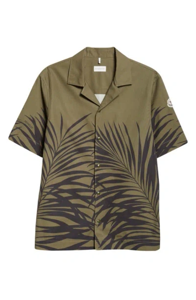 Moncler Tropical Fern Print Short-sleeved Shirt In Green