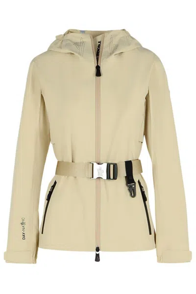 Moncler Fex Hooded Shell Jacket In Beige