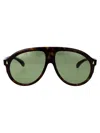 Moncler Brown Tortoise Acetate Sunglasses In Black
