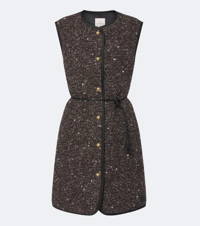 Moncler Figurative Down-paneled Wool-blend Vest In Multi