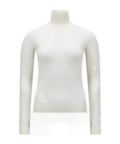 Moncler Fine-knit Roll-neck Jumper In White