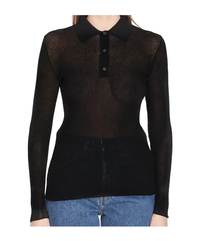 MONCLER MONCLER LONG-SLEEVED FINE RIBBED POLO TOP