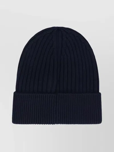 Moncler Fine Wool Men's Ribbed Cap In Blue