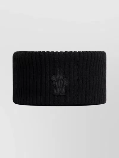 Moncler Fine Wool Neck Scarf Stripes In Black