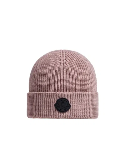 Moncler Wool Blend Beanie In Nude