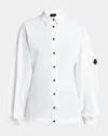 Moncler White Cotton Shirt With Contrast  Front Buttons In White