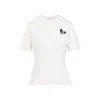 Moncler Fitted Nude Cotton T-shirt With Tailored Sides In White