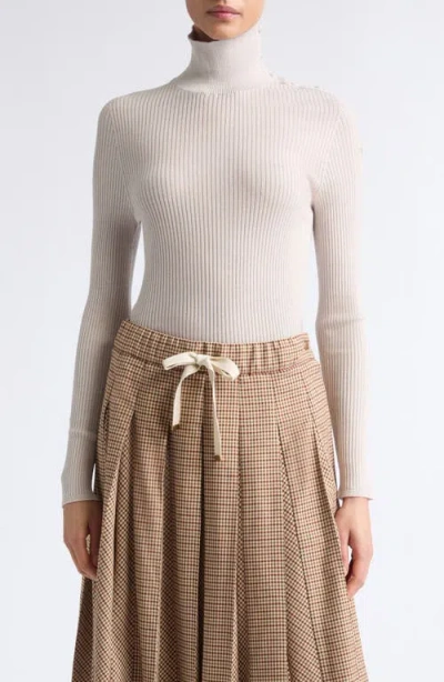 Moncler Fitted Rib Virgin Wool Turtleneck Sweater In Multi