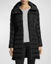 Moncler Womens Black Flammette Brand-patch Slim-fit Shell-down Jacket In Black