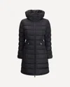 Moncler Flammette Long Down Jacket In Black