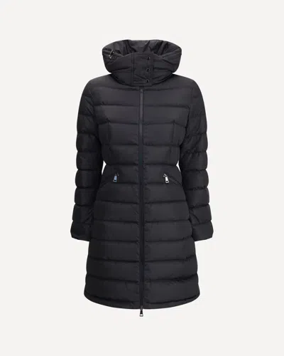 Moncler Flammette Long Down Jacket In Black