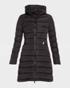 Moncler Flammette Long Puffer Coat In Black