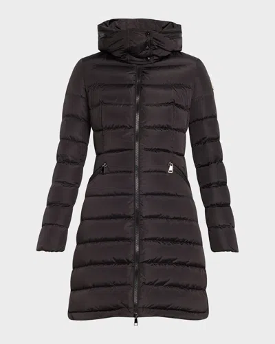 Moncler Flammette Long Puffer Coat In Black