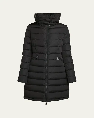 Moncler Flammette Long Puffer Coat In Black